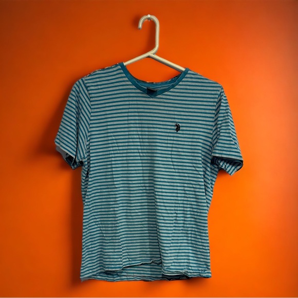 Polo Ralph Lauren Striped Tee - Classic Blue - Gently Used Authentic - Picture 1 of 3